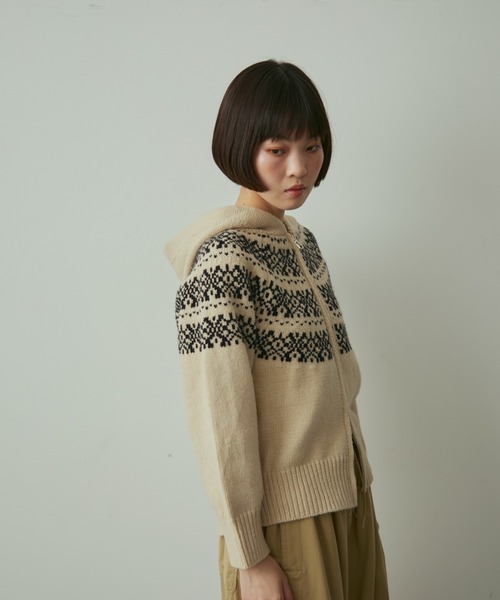 full/fill. ニット セーター nordic hood zip knit cardigan