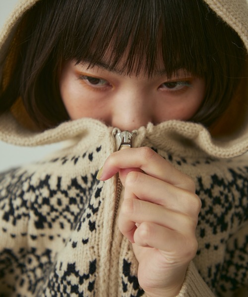 full/fill. ニット セーター nordic hood zip knit cardigan