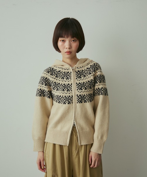 full/fill. ニット セーター nordic hood zip knit cardigan