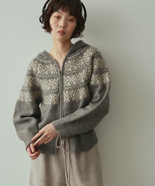 full/fill. ニット セーター nordic hood zip knit cardigan