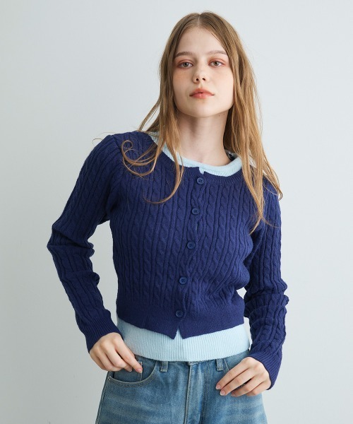 カーディガン バイカラーニットカーディガン / Bi-Color Knit Cardigan レディース | Mirette | 02