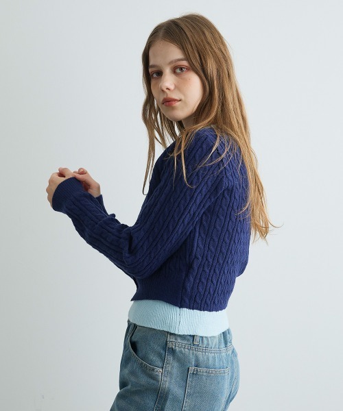 カーディガン バイカラーニットカーディガン / Bi-Color Knit Cardigan レディース | Mirette | 06