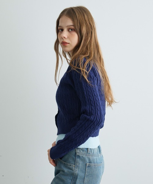 カーディガン バイカラーニットカーディガン / Bi-Color Knit Cardigan レディース | Mirette | 07