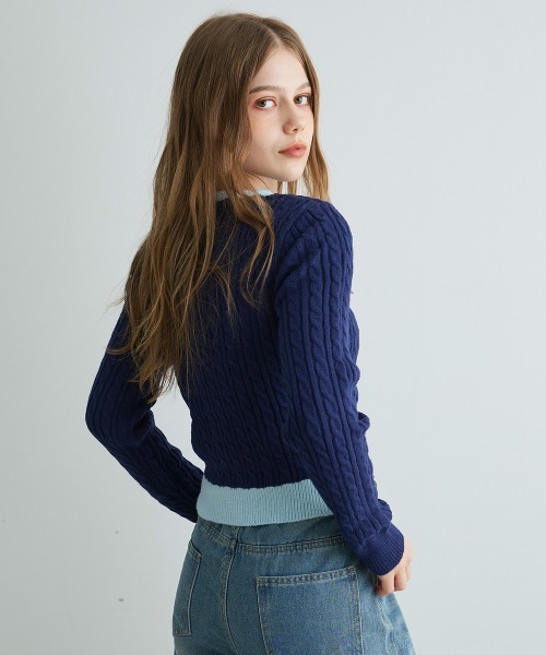 カーディガン バイカラーニットカーディガン / Bi-Color Knit Cardigan レディース | Mirette | 08