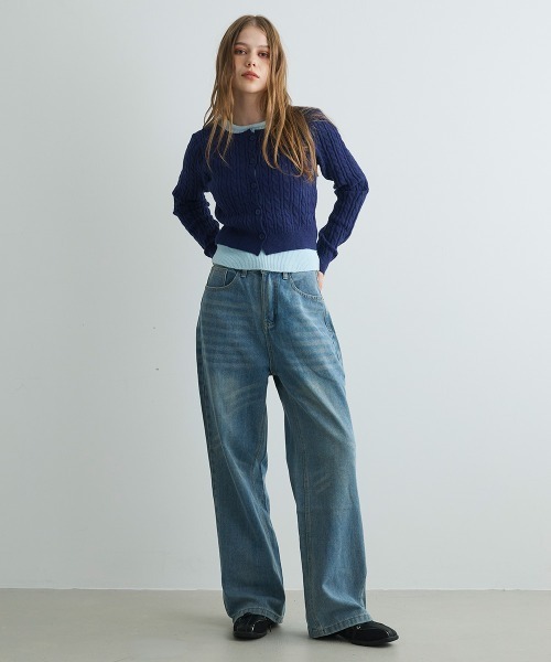 カーディガン バイカラーニットカーディガン / Bi-Color Knit Cardigan レディース | Mirette | 13