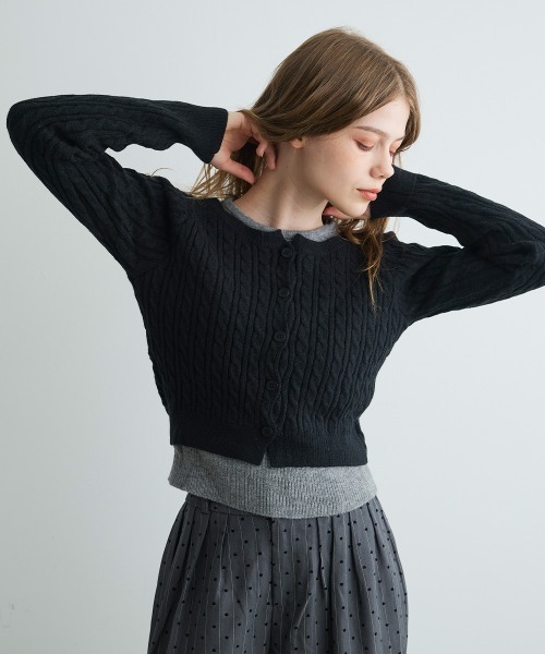 カーディガン バイカラーニットカーディガン / Bi-Color Knit Cardigan レディース | Mirette | 18