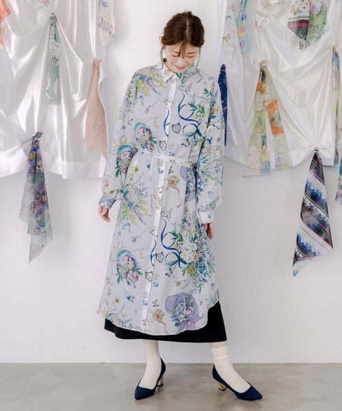 iS ScoLar（イズスカラー） ワンピース 553224：星座と花束柄シャツ