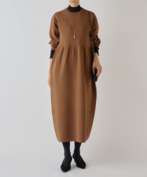 ビアズリー beardsley ライトブラウン　マキシワンピース 長袖 BEARDSLEY（ビアズリー） ニットワンピース FREE ネイビー レディース