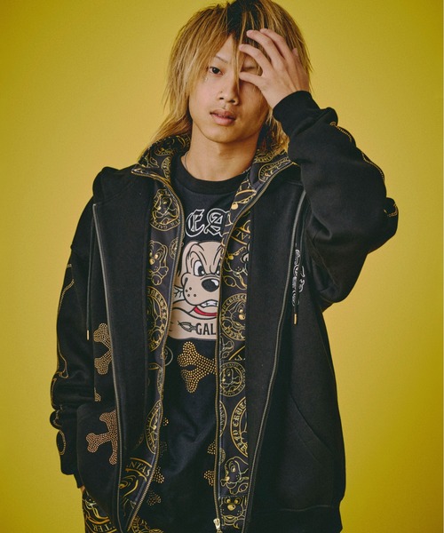 （即発送）ガルフィー GALFY ピカピカ骨骨 パーカー Lサイズ 完売品 GALFY(ガルフィー) ピカピカ骨骨パーカー - Black / ロック