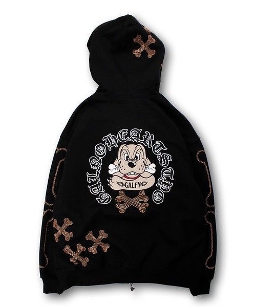 GALFL ガルフィー 骨骨パーカー サイズ XL(大型犬) GALFY（ガルフィー） パーカー GALFY-ピカピカ骨骨パーカー メンズ