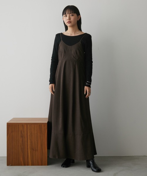 「Aunt Marie's」 キャミソールワンピース - ベージュ レディース_画像2