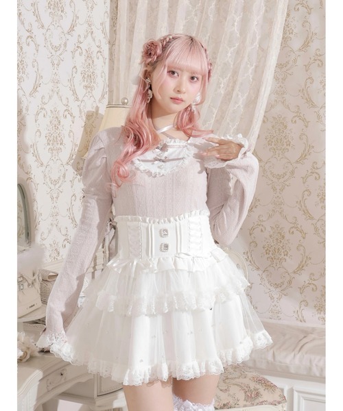 ノラベル様お取り置き　マリブフライス ロングスリーブカットソー　ホワイト NOEMIE（ノエミー） tシャツ お嬢さんバックレースアップフレア