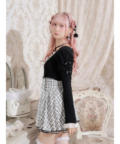 【anatelier アナトリエ 】＊新品未使用＊ お嬢様バックレースカットソー NOEMIE（ノエミー） tシャツ お嬢さんバックレースアップフレア