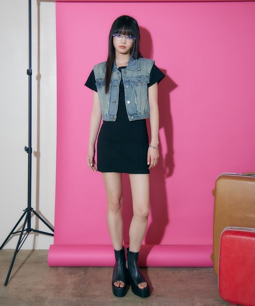 「ENVYM」 半袖ワンピース FREE グレー レディース_画像3