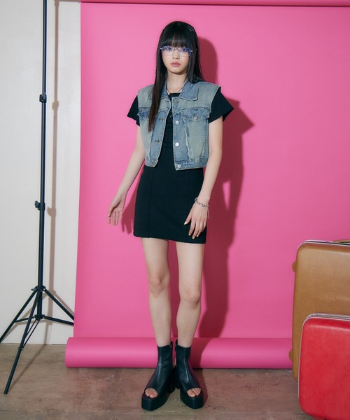 「ENVYM」 半袖ワンピース FREE グレー レディース_画像5