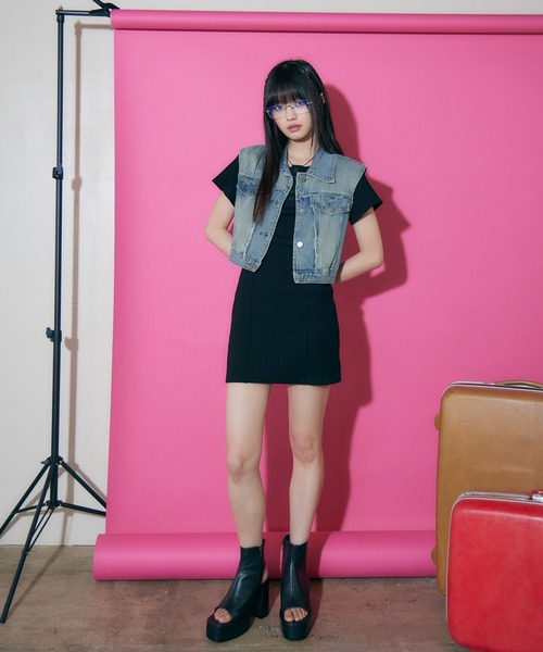 「ENVYM」 半袖ワンピース FREE グレー レディース_画像6