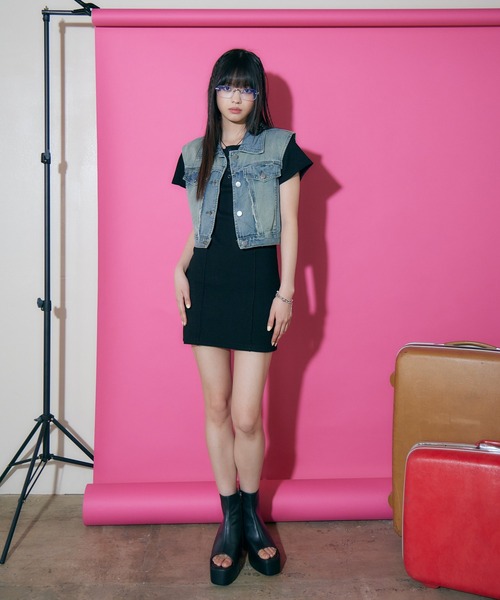 「ENVYM」 半袖ワンピース FREE グレー レディース_画像7