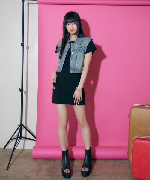 「ENVYM」 半袖ワンピース FREE グレー レディース_画像8