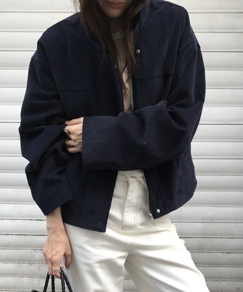 Aelina ブルゾン アウター コーデュロイスタンドカラーショート