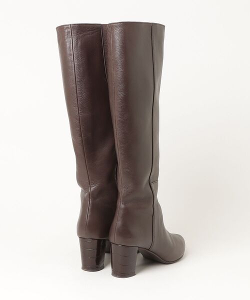 未使用級☆HIMIKO ポインテッド ロングブーツ ブラック スエード 24cm HIMIKO ブーツ 「Made in Japan」「撥水」トラックソールロングブーツ