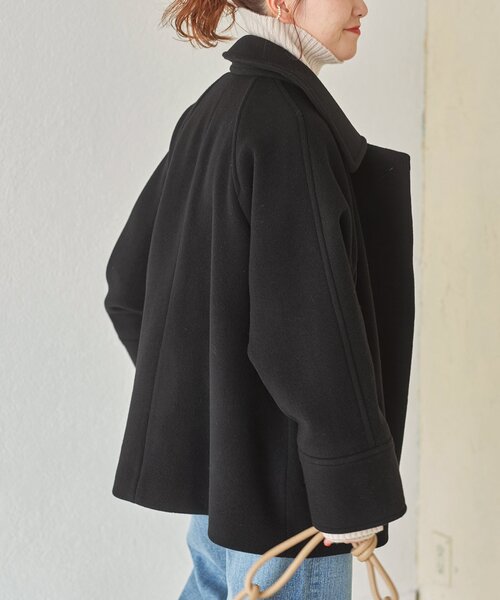 スピックアンドスパン　ノーカラーポンチョコート　ブラック　38 Spick＆Span（スピック アンド スパン） 「Spick & Span」 ステン