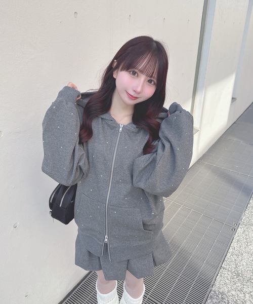 one way（ワンウェイ） パーカー ビジューまみれパーカー レディース