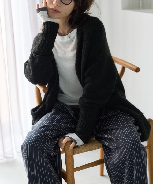 TRIANGLE PALETTE カーディガン オーバーサイズVネックニット