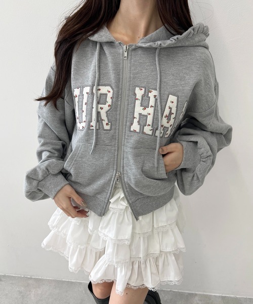 パーカー 「セットアップ可能」フラワーパッチロゴジップパーカー