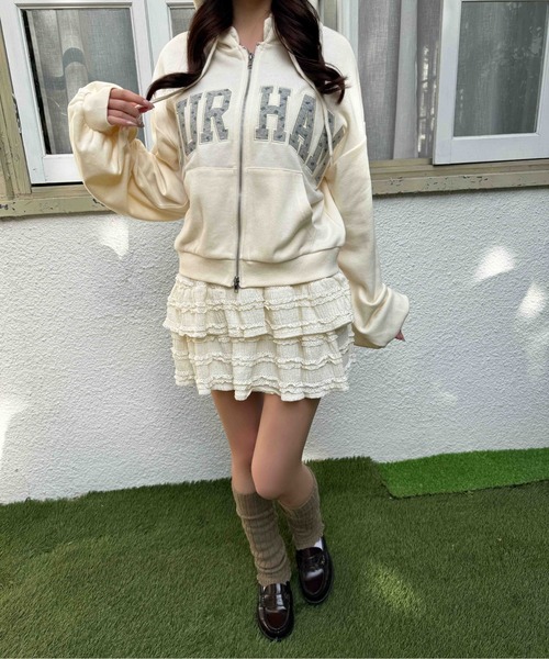 パーカー 「セットアップ可能」フラワーパッチロゴジップパーカー