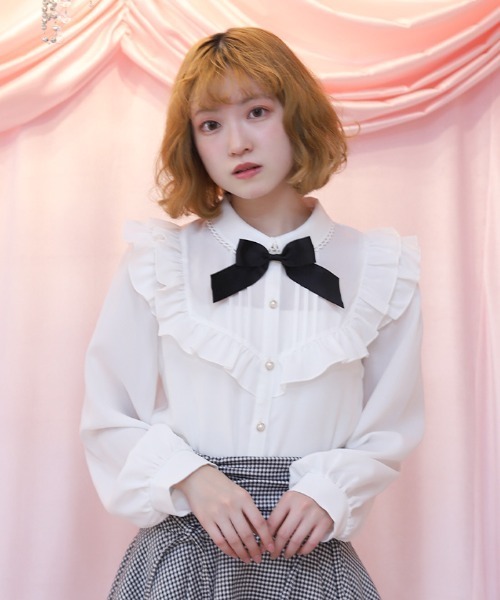 美品☆フォクシー☆2way ブラウス☆プリンセスアン axes femme POETIQUE ブラウス シャツ ブローチ付きヨークフリル