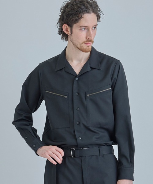 MEN'S BIGI（メンズビギ） シャツ ウールツイル オープンカラーワーク