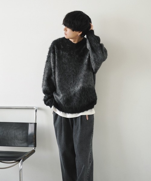 「WYM LIDNM」 長袖ニット L ダークブルー メンズ_画像7