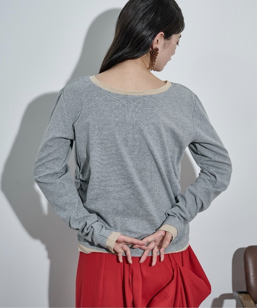 THE Yon tシャツ フェイクレイヤードタックデザインカーディガン