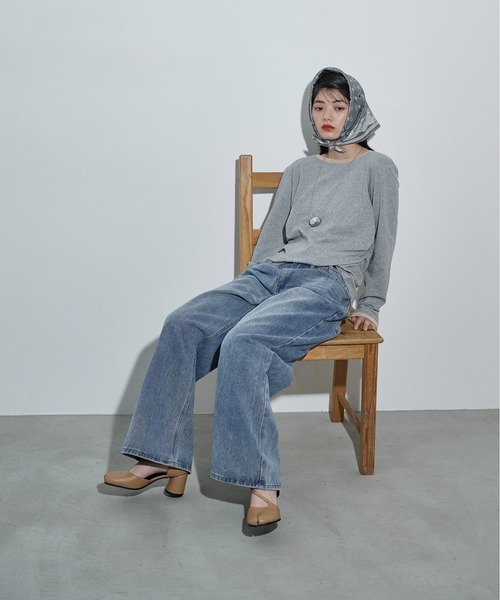 THE Yon tシャツ フェイクレイヤードタックデザインカーディガン