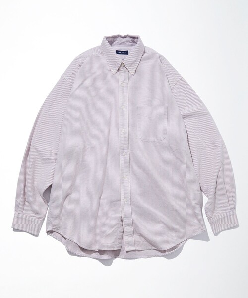「NAUTICA」 長袖シャツ MEDIUM ワインレッド メンズの画像