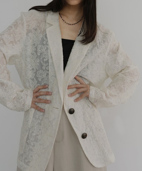 hellam（ヘラム） コート アウター 刺繍シアージャケット レディース