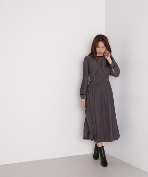 「NATURAL BEAUTY BASIC」 長袖ワンピース SMALL チャコールグレー レディース_画像5