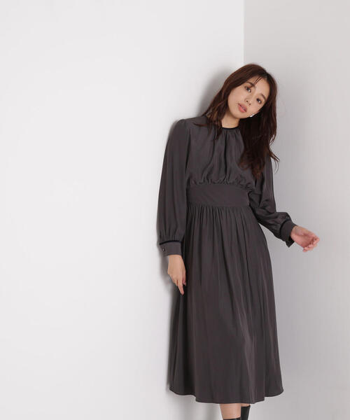 「NATURAL BEAUTY BASIC」 長袖ワンピース SMALL チャコールグレー レディース_画像6