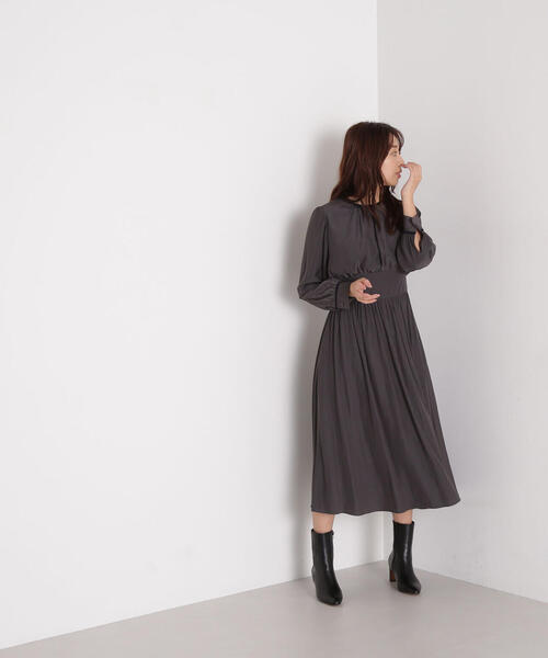 「NATURAL BEAUTY BASIC」 長袖ワンピース SMALL チャコールグレー レディース_画像7