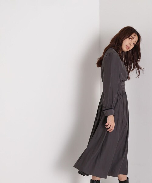 「NATURAL BEAUTY BASIC」 長袖ワンピース SMALL チャコールグレー レディース_画像8