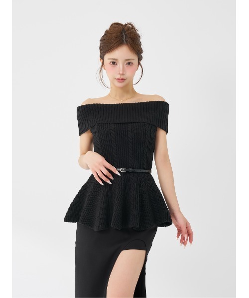 Darich ダーリッチ オフショルぺプラムニットトップス オフショルぺプラムニットトップス（ニット/セーター）｜Darich