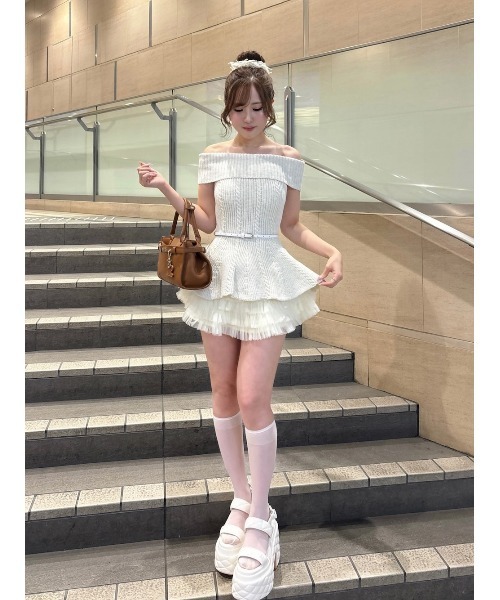 Darich ダーリッチ オフショルぺプラムニットトップス オフショルぺプラムニットトップス（ニット/セーター）｜Darich