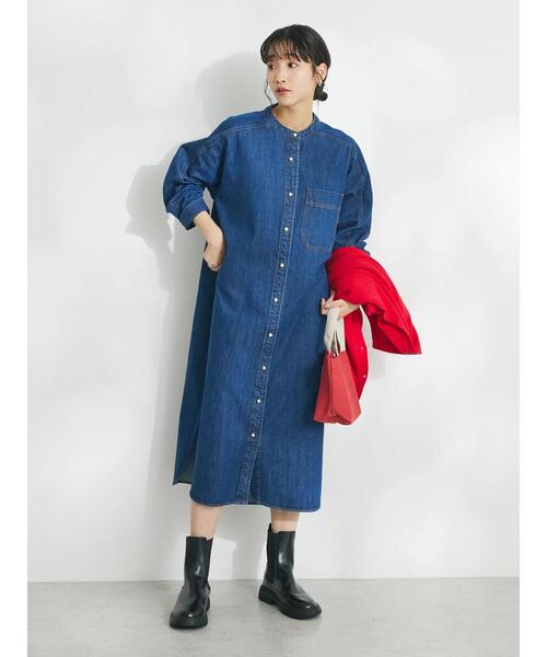 「CRAFT STANDARD BOUTIQUE」 「refined works」長袖ワンピース FREE インディゴブルー レディース_画像5