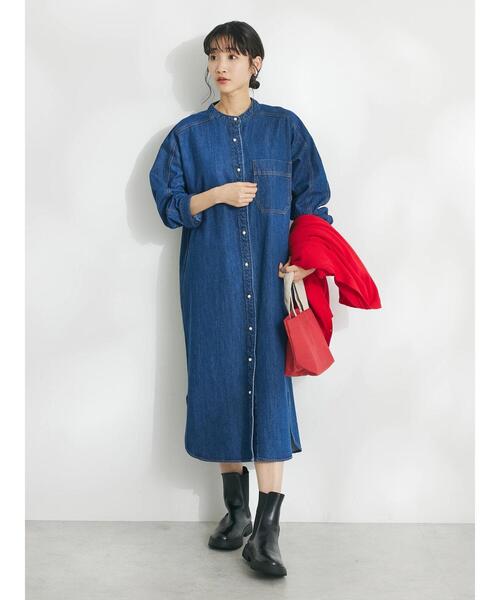 「CRAFT STANDARD BOUTIQUE」 「refined works」長袖ワンピース FREE インディゴブルー レディース_画像6