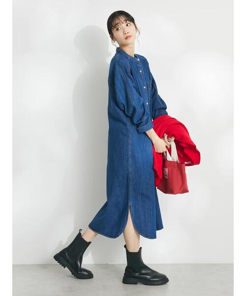 「CRAFT STANDARD BOUTIQUE」 「refined works」長袖ワンピース FREE インディゴブルー レディース_画像8