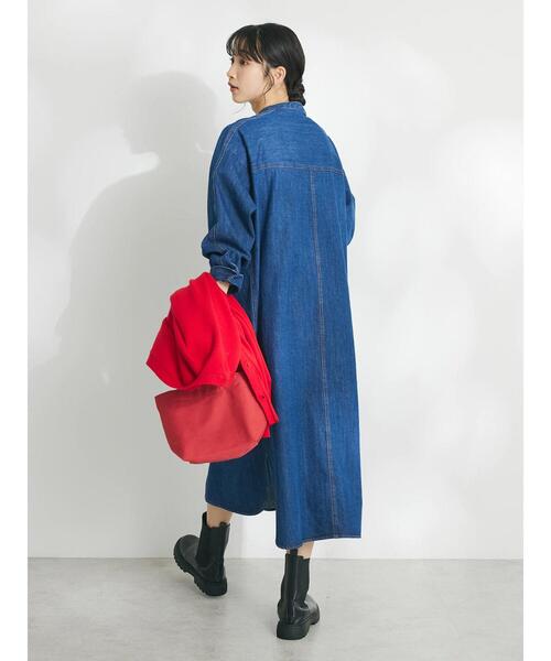 「CRAFT STANDARD BOUTIQUE」 「refined works」長袖ワンピース FREE インディゴブルー レディース_画像9
