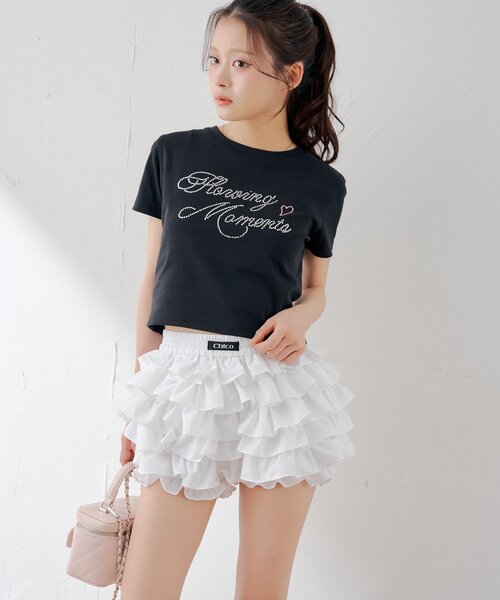 Chico（チコ） パンツ フリルティアードショートパンツ レディース