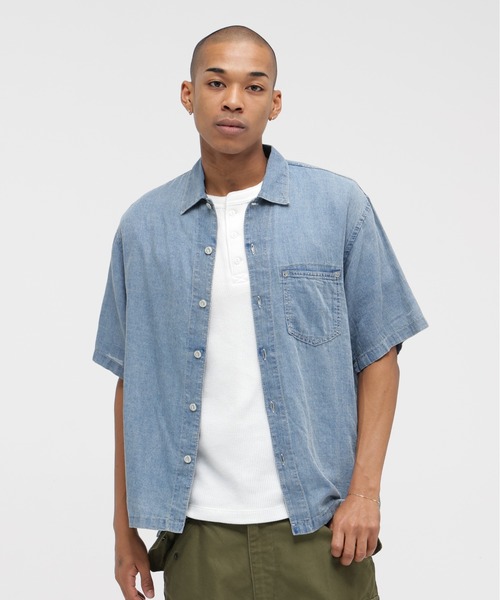 AVIREX（アヴィレックス） シャツ 半袖 WIND THROUGH DENIM S/S SHIRTS