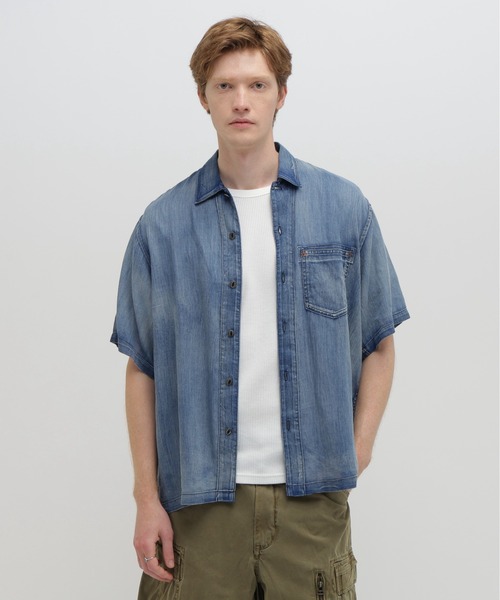 AVIREX（アヴィレックス） シャツ WIND THROUGH DENIM S/S SHIRTS