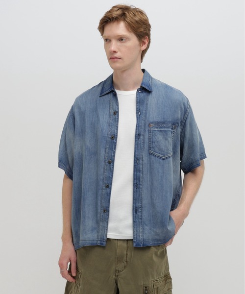 AVIREX（アヴィレックス） シャツ WIND THROUGH DENIM S/S SHIRTS